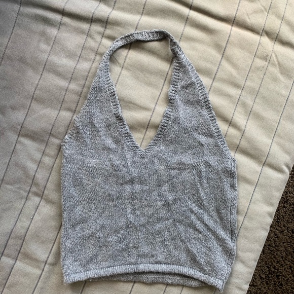 TWO Brandy Melville halter knitted and cotton crop tops OS - Picture 2 of 5